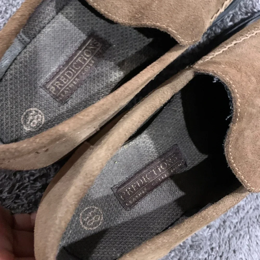 Predictions Leather Collection Tan Suede Lug Sole Loafers Chunky 8.5 Womens